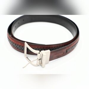 Columbia Reversible Brown Genuine Leather Casual Woven Trim Belt Men’s Size 48